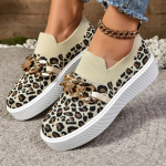 Metallkett naiste tossud, silmkoelised naiste tossud, lamedad jalatsid, hingavad platvormiga jalan&otilde;ud, leopardist v&otilde;rkkangast vabaajajalatsid naistele 36 leopard