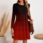 Naiste Mood Vabaaja Tr&uuml;kiga &Uuml;mar Kaelus Pikkade Varrukatega L&uuml;hike K&uuml;lgtaskutega Kleit L sinine