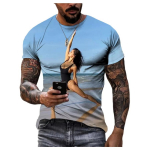 Uus Trend Sexy Beauty Yoga Figure Meeste T-s&auml;rk 3D HD Digitaalse tr&uuml;kiga Hip Hop O-kaelusega l&uuml;hikeste varrukatega Kvaliteetne kiiresti kuivav s&auml;rk M