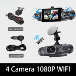 4 objektiiviga 3 tolline armatuurkaamera 1080P autodele WIFI APP videosalvesti 360&deg; auto DVR tahavaatekaamera parkimismonitor Black Box autotarvikud 4Lens with Wifi