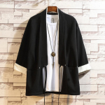Suures suuruses meeste kampsun Jaapani kimono meeste samurai kost&uuml;&uuml;m Riietus Kimono jakk Meeste kimonos&auml;rk Yukata Haori vabaaja mantel 5XL must