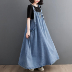 Suvine suurte m&otilde;&otilde;tudega kleit naistele Denim L&otilde;tv Pikk kleit Vintage Vabaaja Varrukateta &Uuml;legabariidiline M sinine
