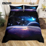 T&auml;heline Taev Komeetide galaktika tekikate t&auml;issuuruses t&uuml;drukutele poistele teismelistele lastele pehme mikrokiud lukuga sinine lilla dekor EU single(135x200cm) black