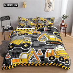 Tekikate Cartoon Ekskavaator Traktor King Tekikate Cartoon Ehitus Veoauto voodipesu komplektid S&otilde;iduk Lastetoa Sisustus EU single(135x200cm)