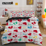 Romantiline Armastuse S&uuml;da Tekikott Yst&auml;v&auml;np&auml;eva Voodipesukomplekt Mikrokiud 3D-tr&uuml;kk Tekikott King Queen Poistele T&uuml;drukutele Teismeliste Dekoratsioon EU single(135x200cm)