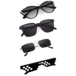 Sheomy Unisex Kombopakkumine 4 tooni prillid Kassisilm P&auml;ikeseprillid Ristk&uuml;lik Retro Vanaaegne Kitsas Naised::Mehed ACAT-554