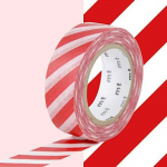 Masking tape &agrave; rayures - Rouge - 1,5 cm x 7 m