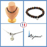 Pierres et Min&eacute;raux. Parure bijoux Bracelet Collier 20 Perles Oeil de Tigre Multicolore 8 Taille personnalisable.