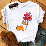 Naiste T-s&auml;rk Naljakas Corgi Koera tr&uuml;kitud s&auml;rk Harajuku 90ndate Kawaii naiste l&uuml;hikeste varrukatega T-s&auml;rk Topid Graafilised T-s&auml;rgid Naise T-s&auml;rk XXXL