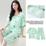 suvine pidžaamakomplekt rinnapatjaga naistele pluss suurus 4XL 5XL lilletr&uuml;kk Print L&uuml;hikeste varrukatega topid ja Capri p&uuml;ksid Magamisriided naiste vabaaja pidžaamad kodur&otilde;ivad M