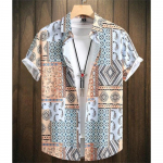 Hawaiian Shirt For Men Cashew Flower Print Short Sleeve Top Beach Holiday Casual Men Clothing Vintage Loose Oversize Men'S Shirt S