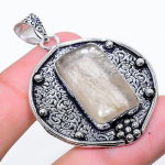 Golden Rutile Handmade 925 Sterling Silver Jewelry Pendant 1.97 c4p46