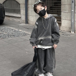 Kevad S&uuml;gis Poiste Komplektid Denim Kapuutsiga Dressipluusid Teksap&uuml;ksid Kaheosalised &Uuml;likonnad Vintage Augud Kena Hip-hop T&auml;nav Laste R&otilde;ivakomplektid 140 hall