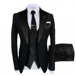 Elephant Lapel Slim Fit meeste pulma&uuml;likonna kolmeosaline komplekt XXXL=54 must