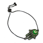 Green Evil Eye, Tsavorite Handmade 925 Sterling Silver Bracelet 7-8 k0l55