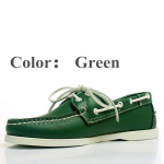 Men Women Genuine Leather Docksides Classic Boat Shoes,Homme Femme Navy Blue-Red Plus Size 36-46 Brand Flats Loafers A085 39