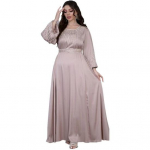 Abaya kleit naistele Eid Ramadan palve islami riided pikkade varrukatega &uuml;mara kaelusega Dubai t&uuml;rgi &otilde;htukleit L aprikoosi