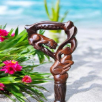 93.98 cm Wooden Walking Stick Lion Gazelle Cane, Ergonomic Comfortable Handle, Walking Staff, Gift for Men Women