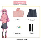 Bocchi kalju! Cosplay kost&uuml;&uuml;m - Goto Ichiri & Ryo Yamada anime koolivormi &uuml;likond Medium black