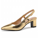 Naiste K&otilde;rge Kontsaga Kingad Suvekingad 2025 Uued Kinnise Ninaga Slingback Luksuslik Kuldne H&otilde;bedane Kontori Pulmakleidikingad T&uuml;drukud Suur Suurus 45 34 kuld