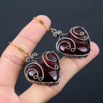 Red Labradorite Handmade Copper Wire Wrap Jewelry Earring 2.36 r5t51