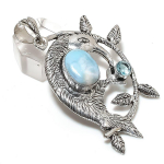 Larimar, Topaz Handmade 925 Sterling Silver Jewelry Pendant 2.56 w4c06