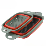 Square Drain Basket Folding Drain Basket Telescopic Folding Fruit Blue 2-piece Set Set of 2 Fruits