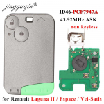 jingyuqin 2 nuppu puldiga v&otilde;tmekaart ID46 PCF7947 kiip 433MHz Renault Laguna Espace 2001-2008 Vel-Satis jaoks Autov&otilde;tmeta pult Auto disain