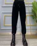 Puhas puuvillane retro k&otilde;rge v&ouml;&ouml;kohaga haaremp&uuml;ksid - Slim Fit, lahtised mansetid, trendikas vabaajar&otilde;ivas M must