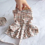 Suvine lemmikloomaprintsessi ruuduline seelik, armas Bowknot koerakleit jalutusrihmaga Chihuahua prantsuse buldogi Yorkshire'i armas kutsikakost&uuml;&uuml;m XS