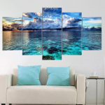 5 paneeli Sinine merelaine maastik L&otilde;uend Maali Loodus Plakatid ja Prindid Seinakunstipildid Elutuba Kodukaunistus Ilma raamita 20x35cm*2 20x45cm*2 20x55cm*1