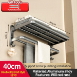 Ruumilisest alumiiniumist vannitoa hoiustamisriiul seinale kinnitatav k&auml;ter&auml;tikuivati, must perforeerimata WC k&auml;ter&auml;tikuriiul