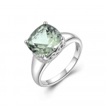 925 sterling h&otilde;be Lihtsa disainiga s&otilde;rmus naturaalse rohelise amet&uuml;sti ruuduga 10 mm peen ehtne naistele kena kingitus US RING SIZE:6# roheline