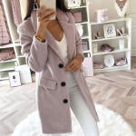 Elegantne Slim Fit Pikk Mantel Naistele Pl&uuml;&uuml;sist &Uuml;hev&auml;rviline Segu &Uuml;ler&otilde;ivad N&ouml;&ouml;pidega XXXL roosa