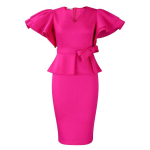 Aafrika stiilis elegantne &uuml;hev&auml;rviline volangidega peokleit XXXL fuksia