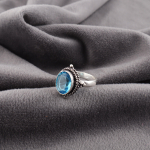 &Scaron;veitsi sinine topaas ehted v&auml;&auml;riskivi s&otilde;rmus, 925 sterlingh&otilde;be atraktiivne s&otilde;rmuse ehted k&auml;sitsi valmistatud s&otilde;rmus, tervendavad ehted kingituseks 4 sinine