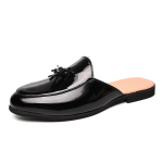 Mustad poolsaapad meestele muulad sussid nahast kingad vabaajajalatsid meeste mood sapato social masculino mocassin homme chaussure 44 black
