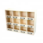 M&eacute;gaCr&eacute;a DIY - V&auml;ike puidust riiul 12 sektsiooni sildihoidjaga 41,5 x 31 x 11 cm