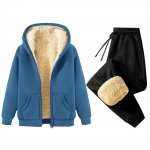 Naiste Mood &Uuml;hev&auml;rviline Ja Talvine Polsterdatud Ja Paksenenud Lukuga Kapuutsiga Dressipluus Jakk Sweatpants Vabaaja Kaheosaline Komplekt XXXL tumesinine v&auml;rv