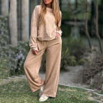 Naiste moodne kaheosaline &uuml;hev&auml;rviline pikkade varrukatega dressipluus ja p&uuml;ksid vabaaja komplekt XL roheline