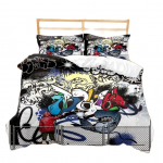 Hipi graffiti voodipesukomplekt teismelistele t&auml;iskasvanutele Hip Hop tekikoti komplekt King Queen suurus Noorte tekikate Kaasaegne t&auml;navakunsti kate EU Twin 135x200cm