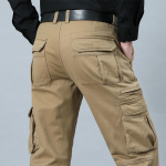 Meeste Suurused Vabad Sirged P&uuml;ksid Mitme Taskuga Vabaaja Cargo Pikad P&uuml;ksid Aastaajad Puuvill Keskmise V&ouml;&ouml;kohaga S&uuml;gava K&uuml;ljega Kesk- ja Eakad S khaki