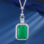 Ehted Vaskp&otilde;hi Kullatud Imitatsioon Smaragd Paraiba Ruudukujuline 20 * 28 Ripatsiga Kaelakee