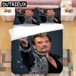 Johnny Hallyday 3D Prinditud Voodipesukomplekt Tekikotid Padjap&uuml;&uuml;rid Tekk Voodipesukomplekt Voodiriided Voodipesu 140x200cm 3pcs white