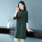 Puuvillane Naiste Kleit Talvine Soe &Uuml;mara Kaelusega Pikkade Varrukatega Vintage Vabaaja Tr&uuml;kiga Pikk Veniv Kootud Kampsunkleit XL must