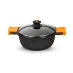 Kastrul - PINTI - CM32 - 2 k&auml;epidet - Kleepumatu - Kaas kaasas oranž