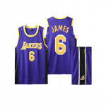 Lakers Nr. 6 James laste t&auml;iskasvanute korvpallivormi pluus + l&uuml;hikesed p&uuml;ksid 110 sinine