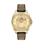 Coach BoyFriend Pruun Signature Nahk Kuldne Teras Pave Naiste K&auml;ekell 14503150 kuld
