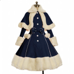 Naiste mood pikkade varrukatega karusnahast mantlid Vintage gooti viktoriaanlik armas Lolita Bowknot kleit S&uuml;gistalvine soe rev&auml;&auml;riga kleidid Mantel Fantaasia Cosplay kost&uuml;&uuml;m XXXXXL taevasinine v&auml;rv