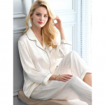 Siidist pidžaamakomplekt naistele Suveks ja S&uuml;giseks Pikkade varrukatega Mooruspuu Kodur&otilde;ivad Siidist Naiste Taskuga Pijama XXL